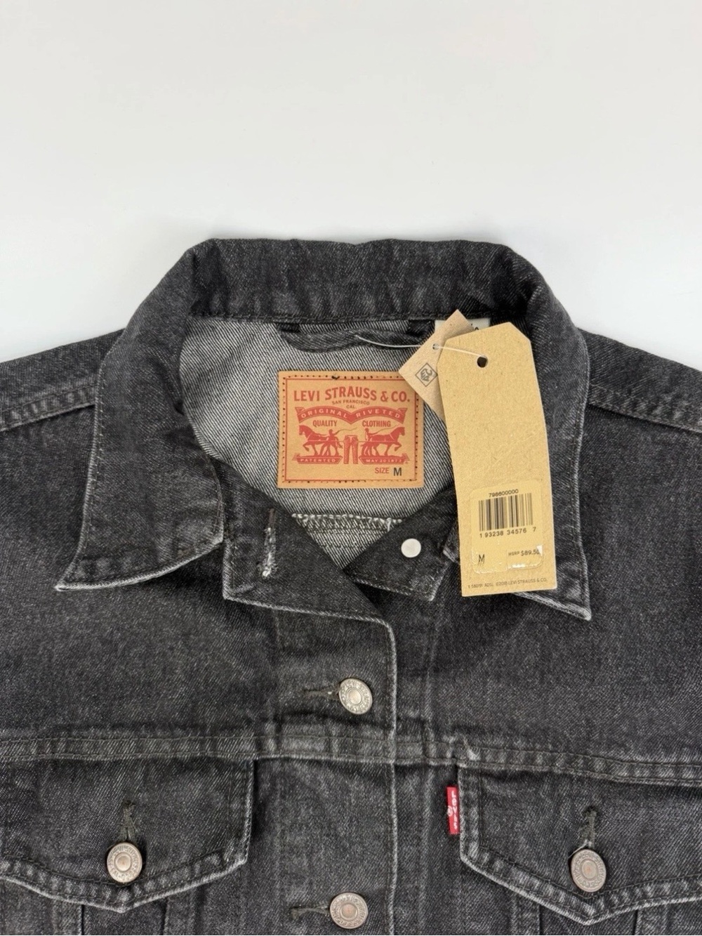 Levi's Ex-Boyfriend Fringe Trucker Denim Jacket Women’s Size M NWT - Picture 6 of 16